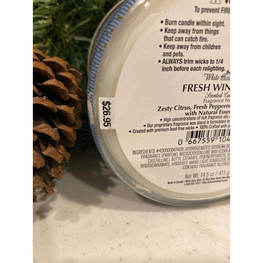 Bath & Body Works White Barn “Fresh Winter Air” New 3 Wick Candle - Picture 6 of 6